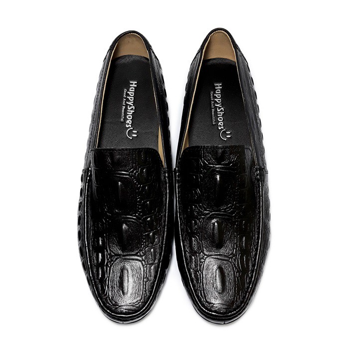 GIÀY LƯỜI NAM HAPPYSHOES DA BÒ VÂN CÁ SẤU CAO CẤP - HS12