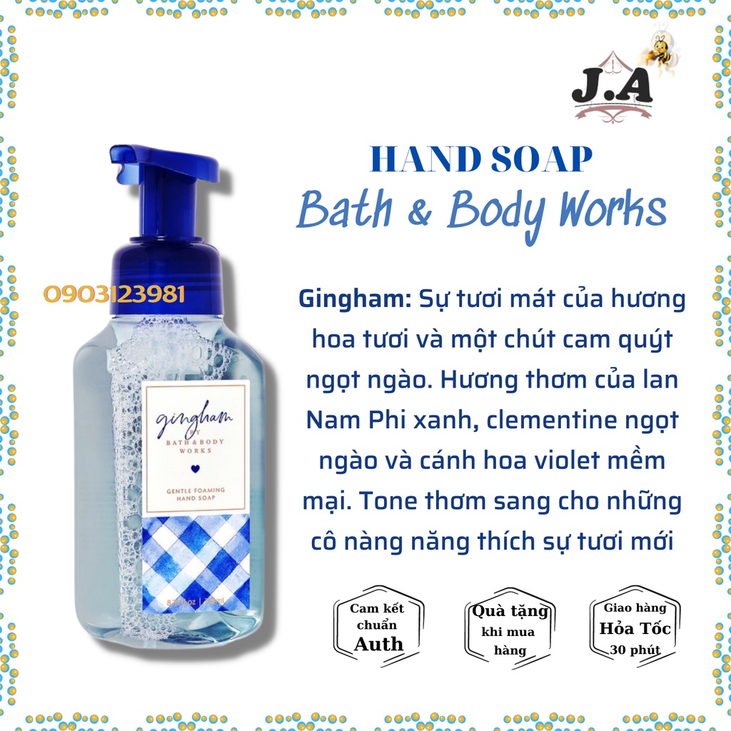 Bộ Sản Phẩm GINGHAM Xịt Thơm, Lotion, Sữa Tắm, Nước Rửa Tay, Kem Tay Bath and Body Works
