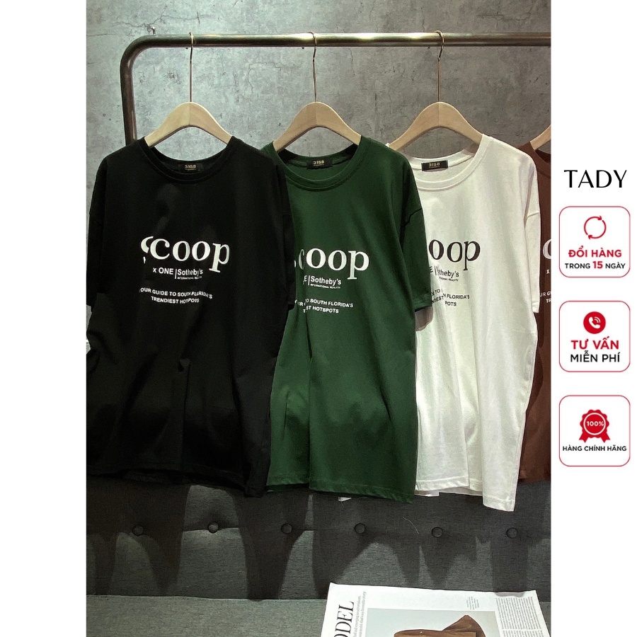 Áo Thun 3158 Cotton Mặt Nhung In Chữ Scoop - Tady Unisex