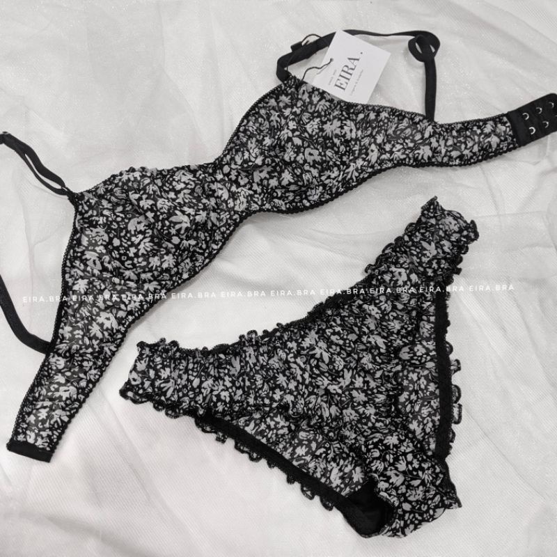 Zizi set- bộ đồ lót hoa nhí voan, có gọng nâng, quần nhún dễ thương - EIRA.BRA