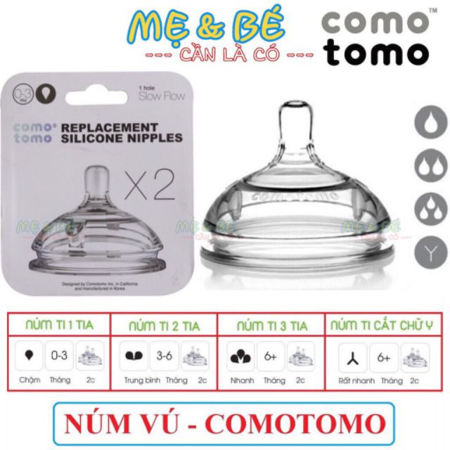 [SALE 45%] Núm ti Comotomo (1-2-3 tia, Y-cut) Mỹ siêu mềm, chính hãng