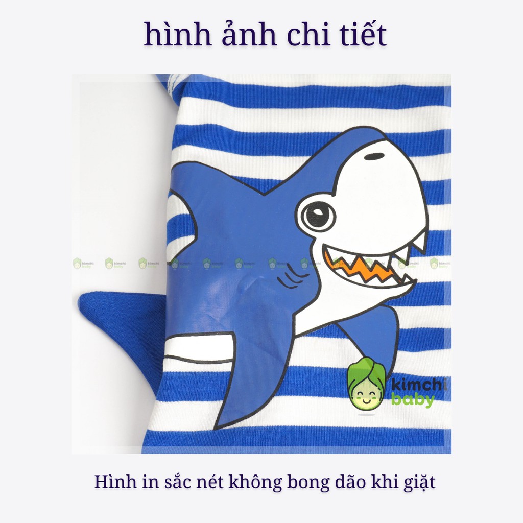 Bộ Ba Lỗ Bé Trai Minky Mom Vải Thun Lạnh Kẻ Ngang Họa Tiết Baby Shark 3D, Áo Ba Lỗ Cho Bé Mặc Hè Thoáng Mát MKM3LO2105