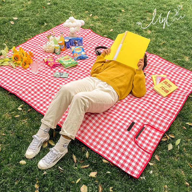 Thảm Picnic, Thảm Dã Ngoại Du Lịch Họa Tiết Caro Gấp Gọn, Chống Thấm Nước CARZONE.TOP