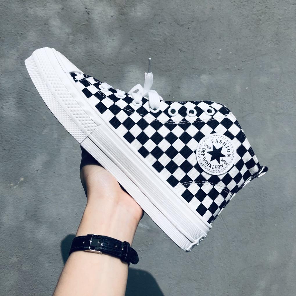 Giày thể thao Ulzzang kẻ cao cổ cam nữ Giầy sneaker Caro đen cam bản cao cấp mới nhất Hot Hit 2022