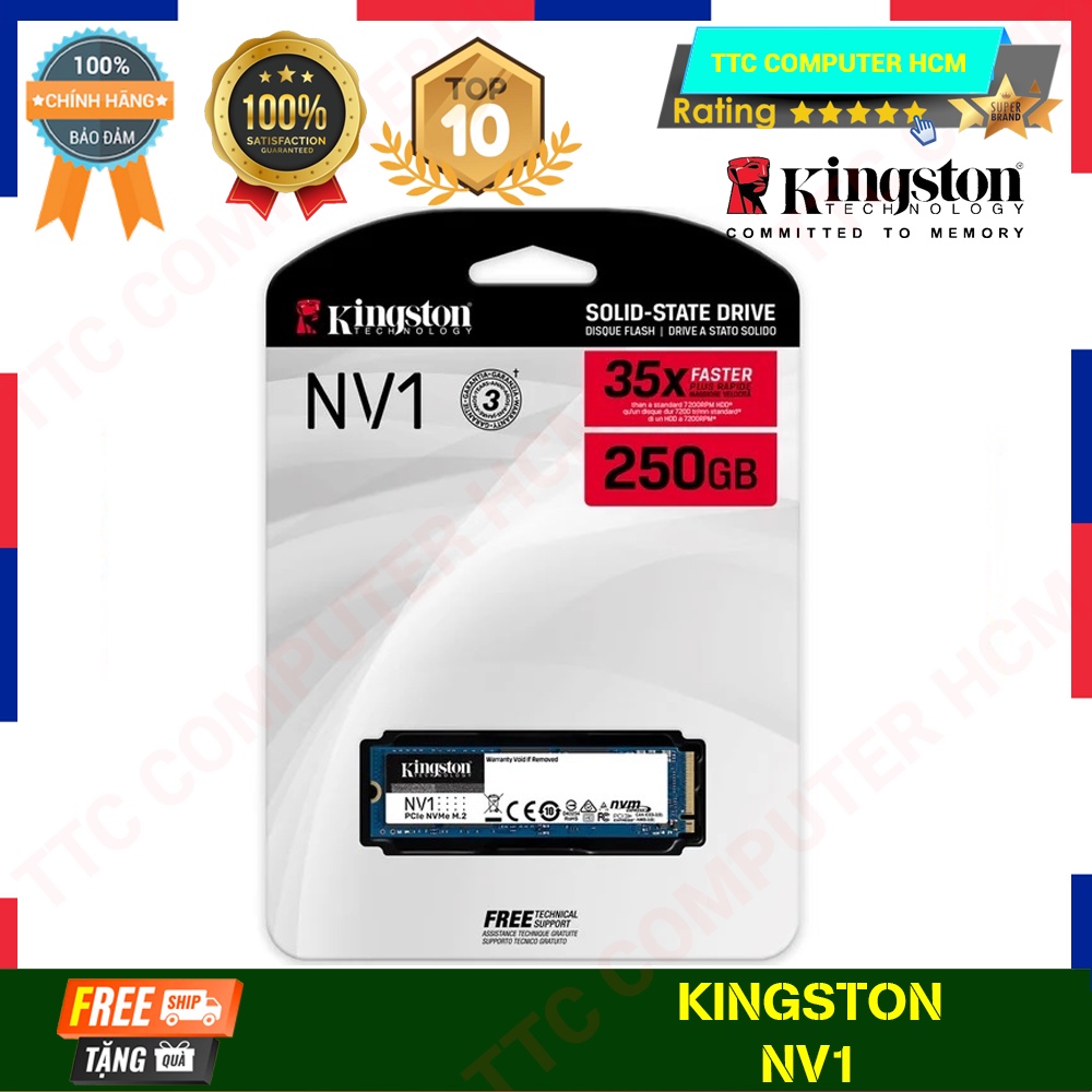 KINGSTON NV1 | Ổ Cứng SSD Kingston NV1 250/500GB M.2 NVMe PCIe Gen 3.0x4 2100/1700MB/s -HÀNG CHÍNH HÃNG TTC COMPUTER HCM