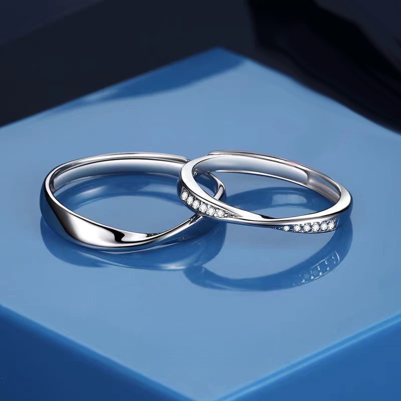 Nhẫn Đôi Đính Đá Zircon Đơn Giản Thời Trang