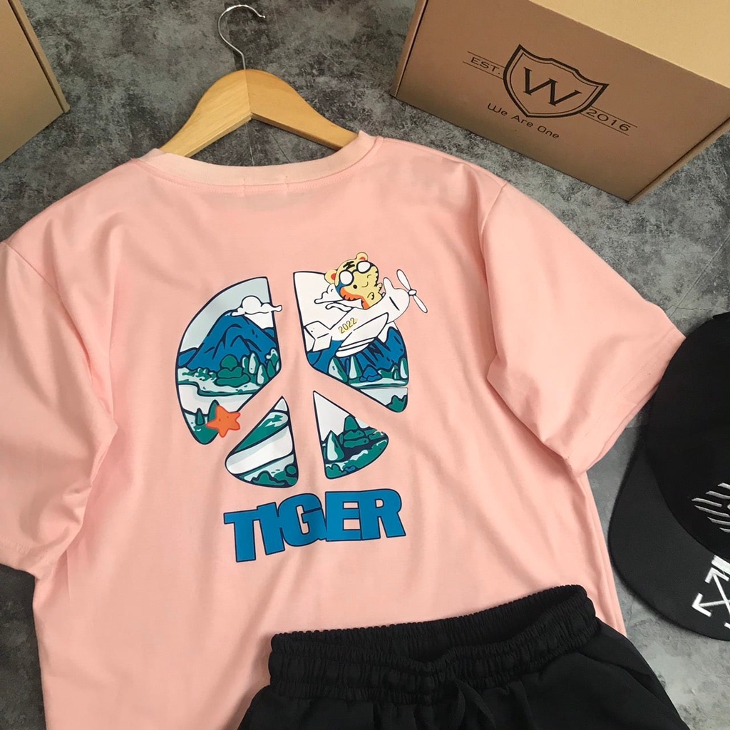 SET SHORT BỘ QUẦN ÁO TIGER hồng tôm - SET HÈ NĂNG ĐỘNG