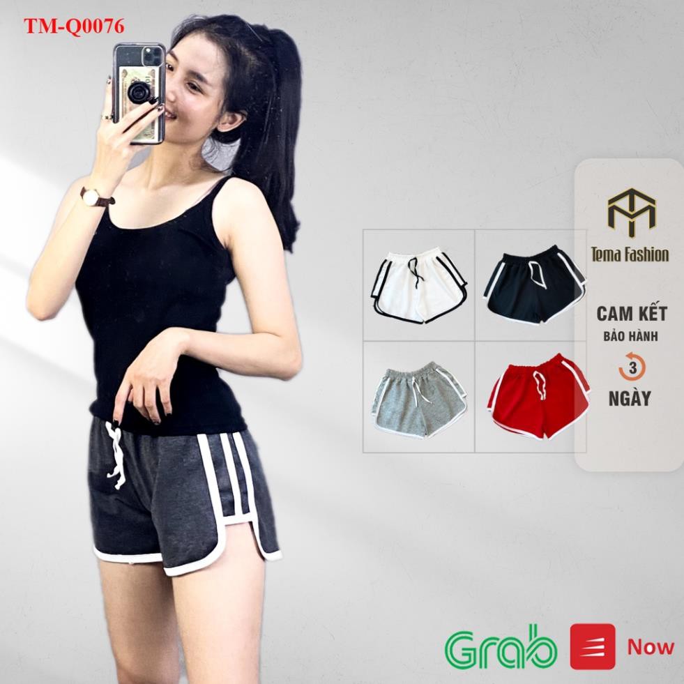 Quần đùi short nữ THE MEI 1992 cao cấp - Quần sooc nữ viền kẻ bắt mắt cạp chun nâng mông phong cách thể thao thời trang