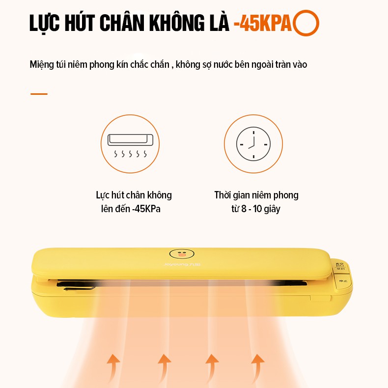 [Mã ELHADEV giảm 4% đơn 300K] Máy Hút Chân Không Kim Hàn Miệng Túi Joyoung Line SH11V-AZ510XL Cực Cute - Vàng