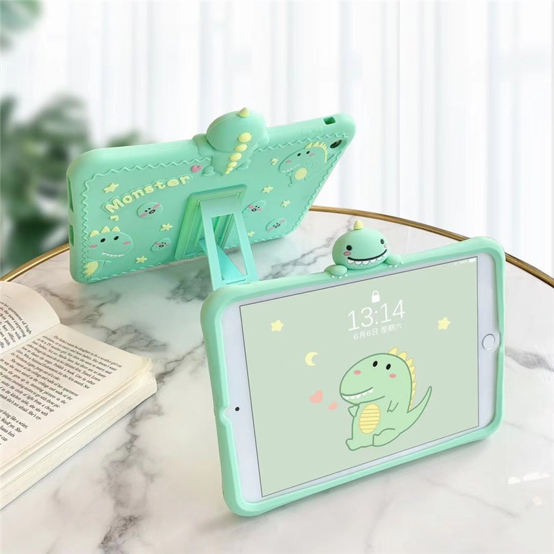 iPhone IPad para sa iPad Mini 1 2 3 4 5 Vỏ iPad 2 3 4 5 6 IPad Air 1 2 iPad Pro 10,5 inch Pro Dinosaur Stand Bao silicon mềm iPad