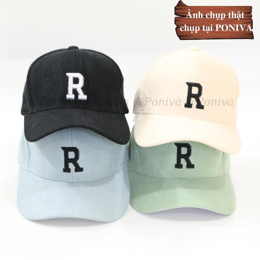 Mũ lưỡi trai ❤️ Nón kết thêu chữ R chất vải nhung mịn form unisex R77 phong cách Ulzzang Thời trang PONIVA siêu hot