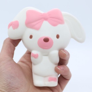 SQUISHY ĐỒ CHƠI THỎ ĐEO NƠ HỒNG