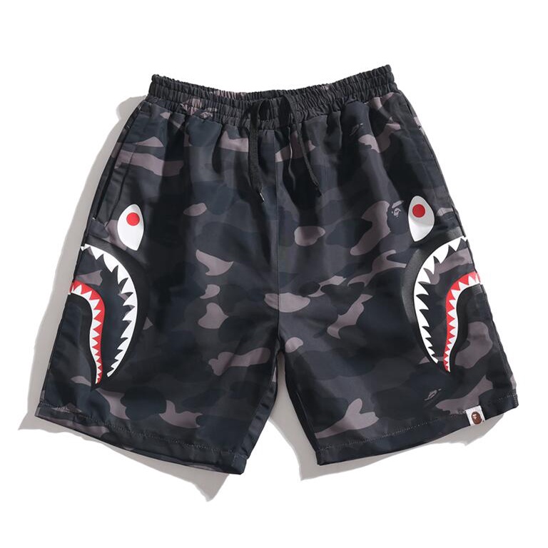 Bape thời trang in cotton unisex quần short giản dị