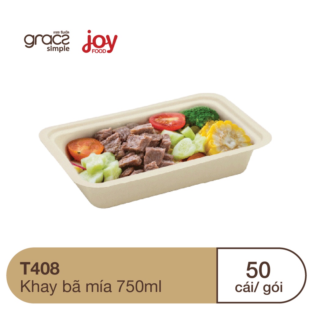 50 khay bã mía Gracz 750ml đựng món ăn, cơm phần/ Kèm Nắp Nhựa