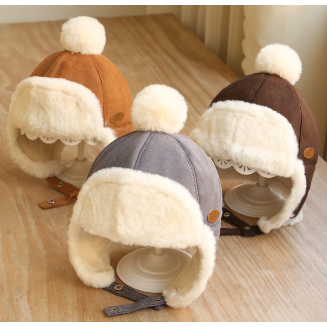 Mũ len lông cừu giữ ấm cho bé,nón len 2 lớp chống rét trẻ em - Shopbi&amp;Mochi