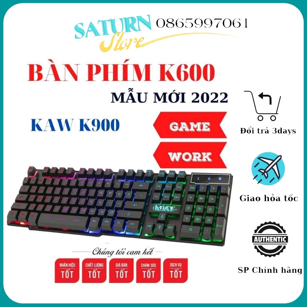 Bàn phím giả cơ K600, Bàn phím chơi game có dây giá rẻ Siêu nhậy, Led Siêu đẹp- Bảo hành 12 tháng