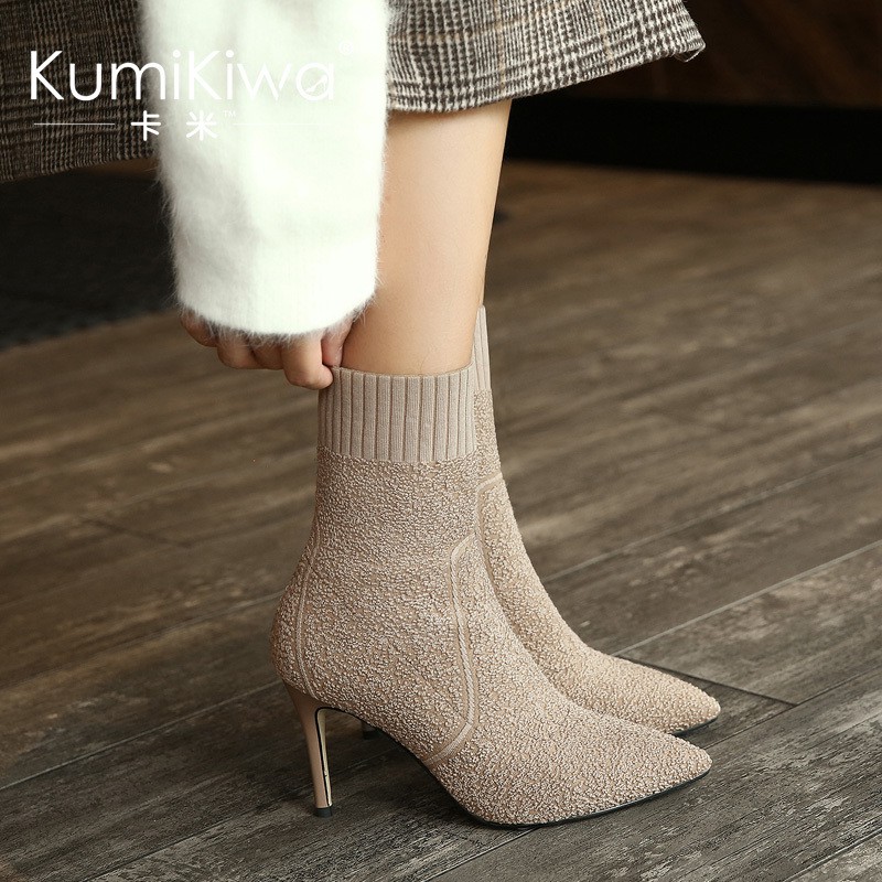 Giày bốt tất cao gót mũi nhọn thời trang cá tính | BigBuy360 - bigbuy360.vn