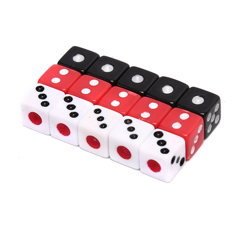 Set 100 xúc xắc nhựa acrylic 8mm màu trắng / đỏ / đen dùng để chơi game
