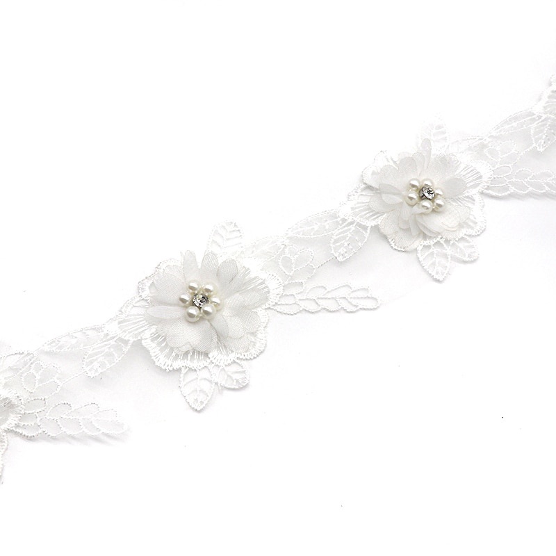 Set 10 Dải Ren Hoa Đính Ngọc Trai Giả Dùng Trang Trí Đám Cưới