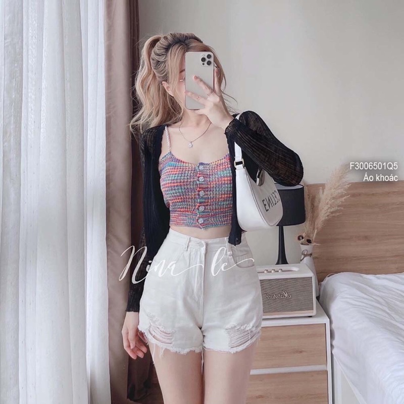 Áo khoác Len mỏng 1 nút gân nổi s TT3006