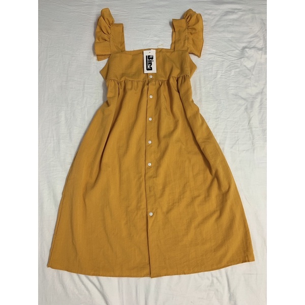 Váy đũi xước cánh tiên cúc ngực dáng xòe nhẹ bầu mặc được vanmiushop