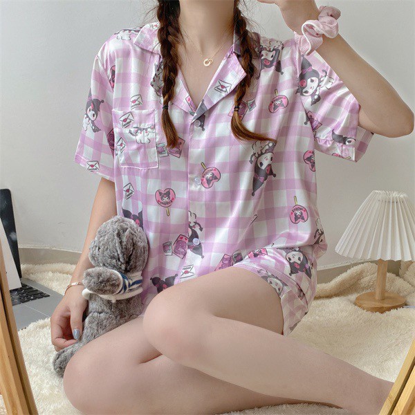 Bộ ngủ pijama thỏ hoạt hình cute vải cotton
