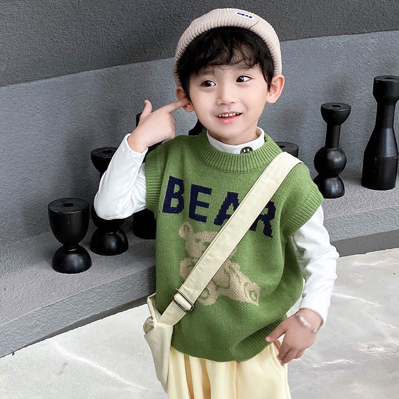 Áo Sweater Dệt Kim Không Tay Phong Cách Thời Trang Xuân Thu 2022 Mới Dành Cho Trẻ Em