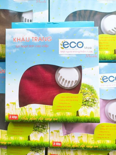 KHẨU TRANG VẢI SỢI HOẠT TÍNH ECOMASk MẶT NGOÀI KHÔNG THẤM NƯỚC CÓ VAN THỞ | BigBuy360 - bigbuy360.vn