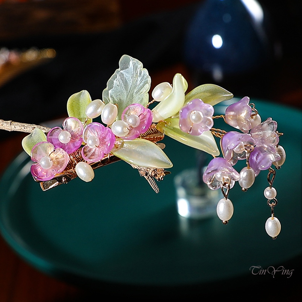 Kẹp tóc GETNOIVAS bằng kim loại thiết kế hoa hồng không phai màu phong cách Trung Hoa