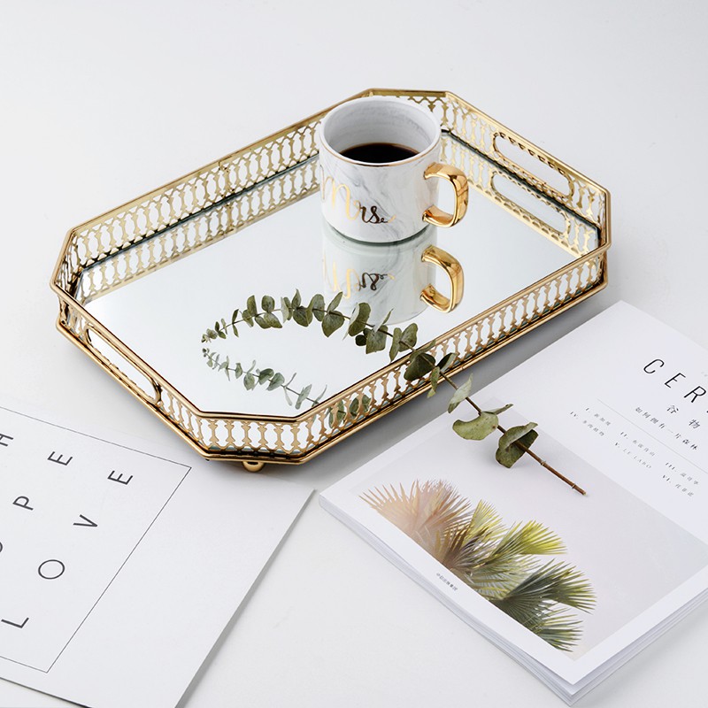 Khay kính Decor đựng bình ly cốc cao cấp sang trọng