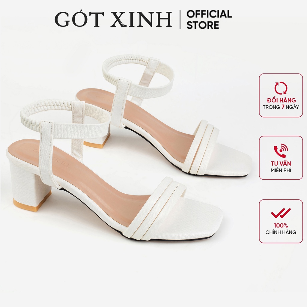 Giày sandal cao gót nữ GÓT XINH GD16 da mềm hai quai đế trụ vuông gót cao 5cm