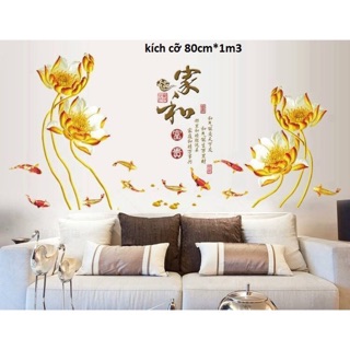 Decal dán tường hoa sen vàng mẫu mới