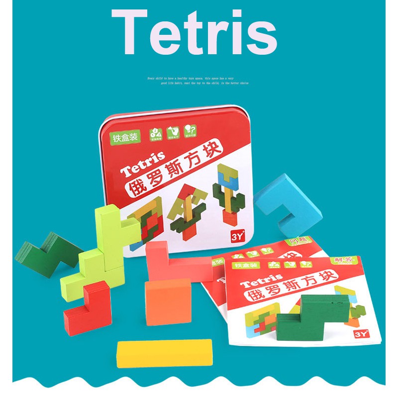 Đồ Chơi Xếp Hình Tetris Bằng Gỗ Nhiều Màu Phát Triển Trí Tuệ Cho Trẻ