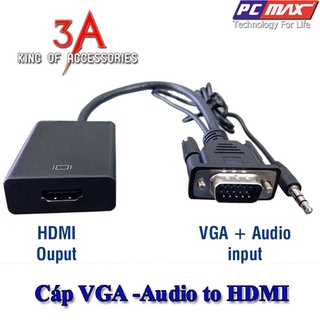 Cáp chuyển VGA ra HDMI, PC và Laptop cổng VGA chuyển sang TV HDMI có âm thanh