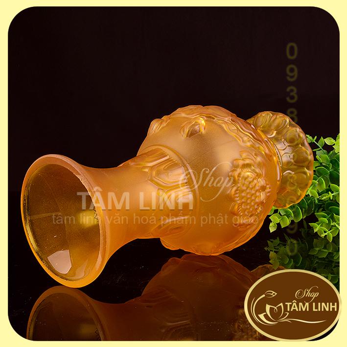 Bình Hoa Thờ Cúng Lưu Ly Vàng nhiều cỡ có hoa văn nổi hàng đẹp