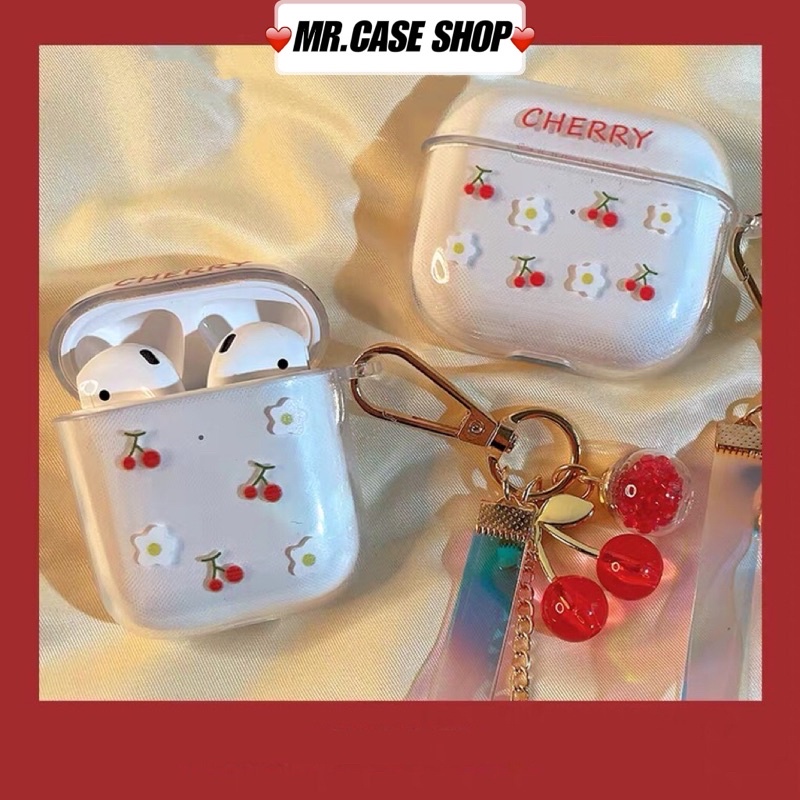 Case Đựng Tại Nghe Airpods 1/2 Pro Hình Cherry Trong Kèm Móc Khoá Xinh - Mr.Case