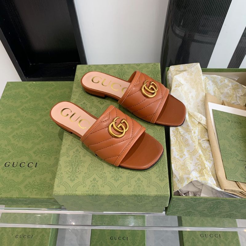 dép thời trang nữ mũi vuông quai ngang đế 2cm Gucci GC nhiều màu