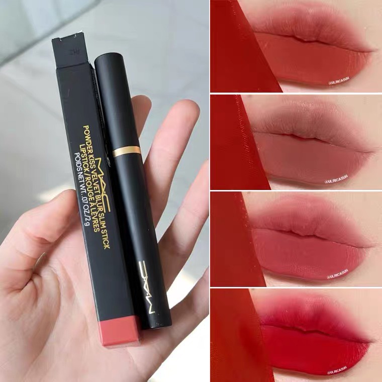 Đủ 12 Màu) Son Mac Powder Kiss Velvet Blur Slim Stick 891,899,893 mềm môi,  bền màu | Shopee Việt Nam