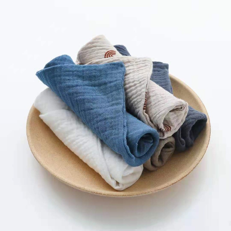 5 Khăn lau mặt kiêm yếm ăn vải cotton hình vuông tiện dụng cho bé sơ sinh