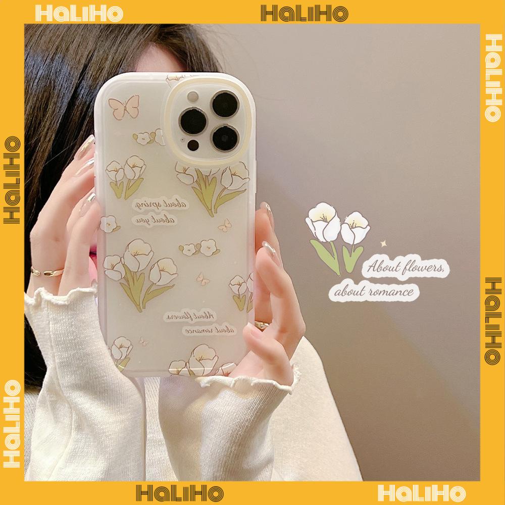 iPhone Case Silicone Soft Case Clear Case Thickened Airbag Shockproof Camera Full Coverage Protection Green Flower For iPhone 13 Pro Max iPhone 12 Pro Max iPhone 11 iPhone7 Plus