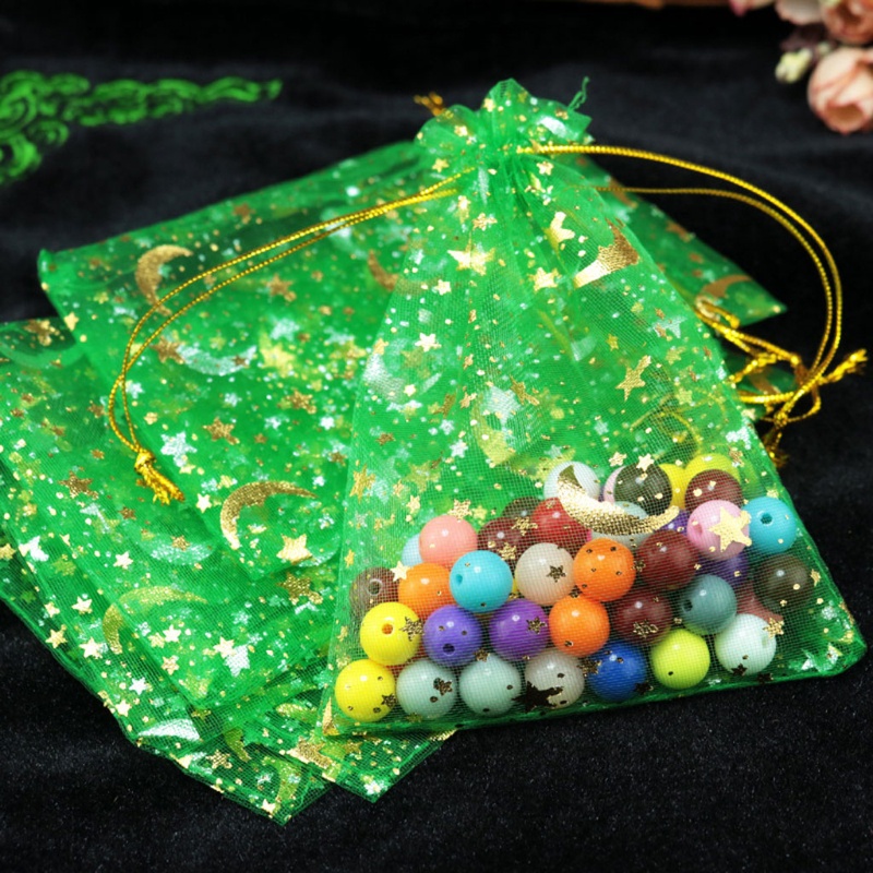 Set 100 Túi Rút Đựng Kẹo / Trang Sức Hình Trăng Sao