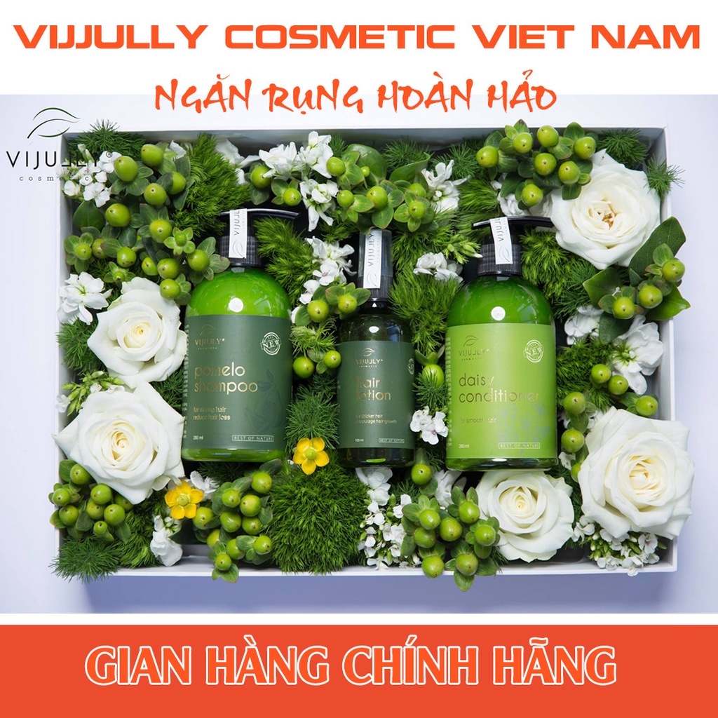 NGĂN RỤNG HOÀN HẢO Combo bộ 3 sản phẩm Dầu Gội Bưởi Kem Xả Bưởi và Tinh dầu bưởi ViJully Cao Cấp