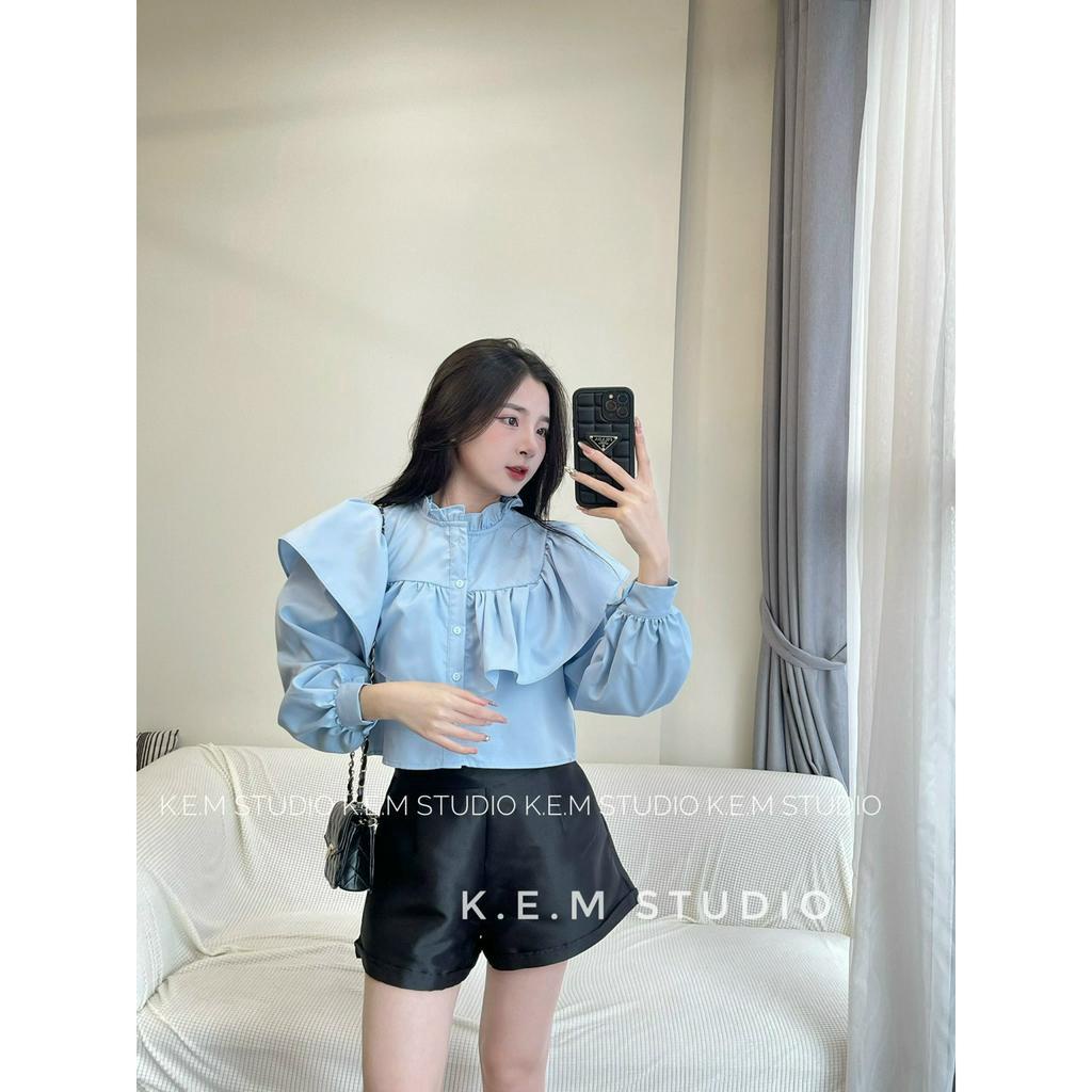 Áo sơ mi bèo dáng croptop dài tay nhẹ nhàng MSP LACO122