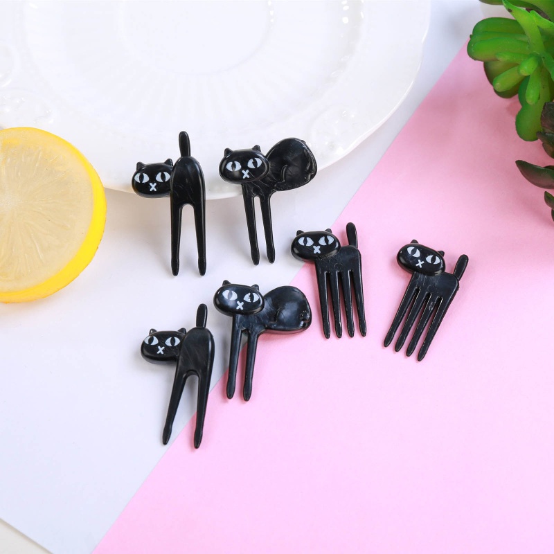 ✿ Bộ 6 Nĩa Ăn Trái Cây Hình Mèo Đen