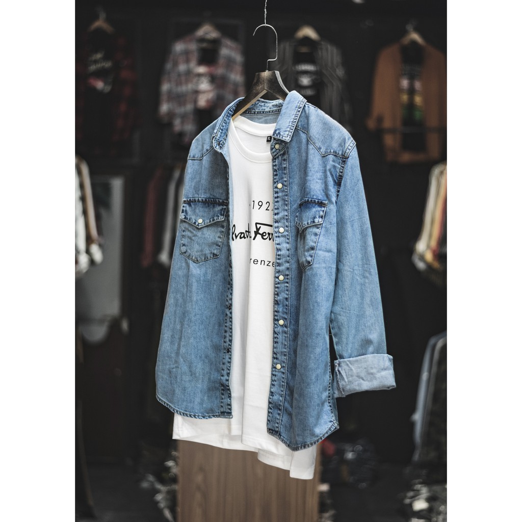 Áo Sơ Mi Dài Tay denim Nam Nữ