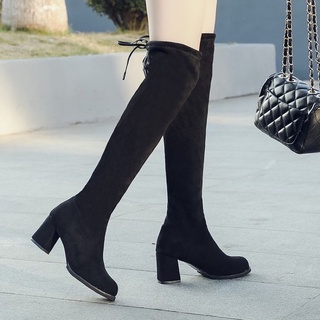 💁‍♀️💁‍♀️💁‍♀️Bốt đùi nữ da lộn trẻ trung, phong cách Hàn, lót nỉ trong, gót cao 7 phân