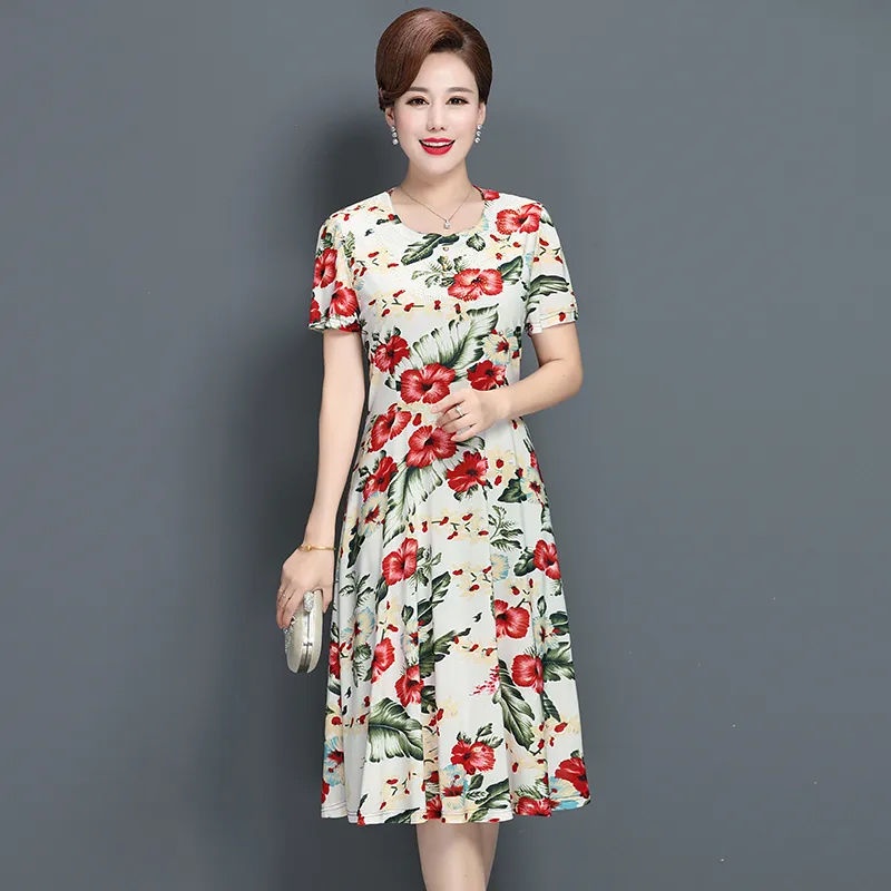Đầm Ngắn Tay Ôm Dáng Phong Cách Phương Tây Thời Trang Mùa Hè Hàng Mới Dành Cho Phụ Nữ Trung Niên 40 Tuổi