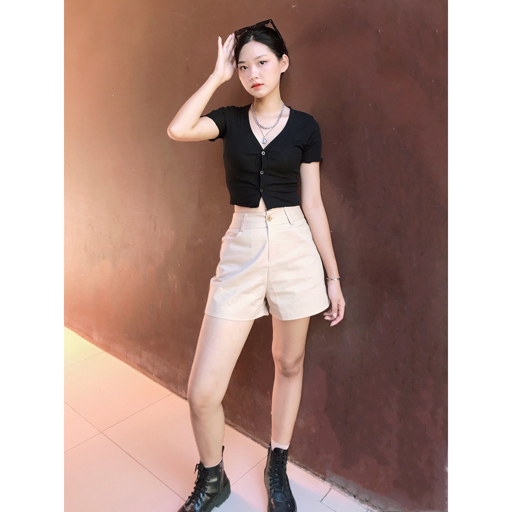 Quần đũi cạp cao chất kaki trắng, co giãn - ảnh thật mẫu Shop chụp | BigBuy360 - bigbuy360.vn