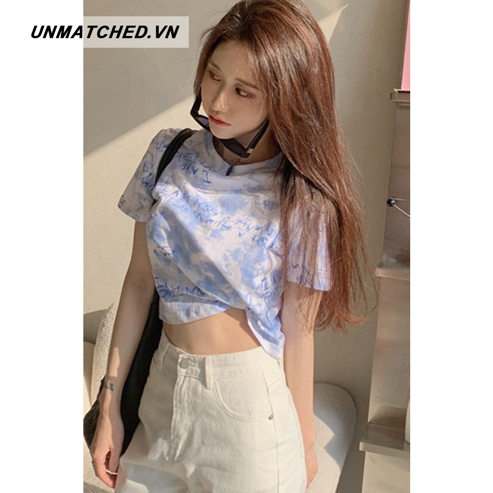 Áo thun tay ngắn màu nhuộm thời trang mùa hè cho nữ