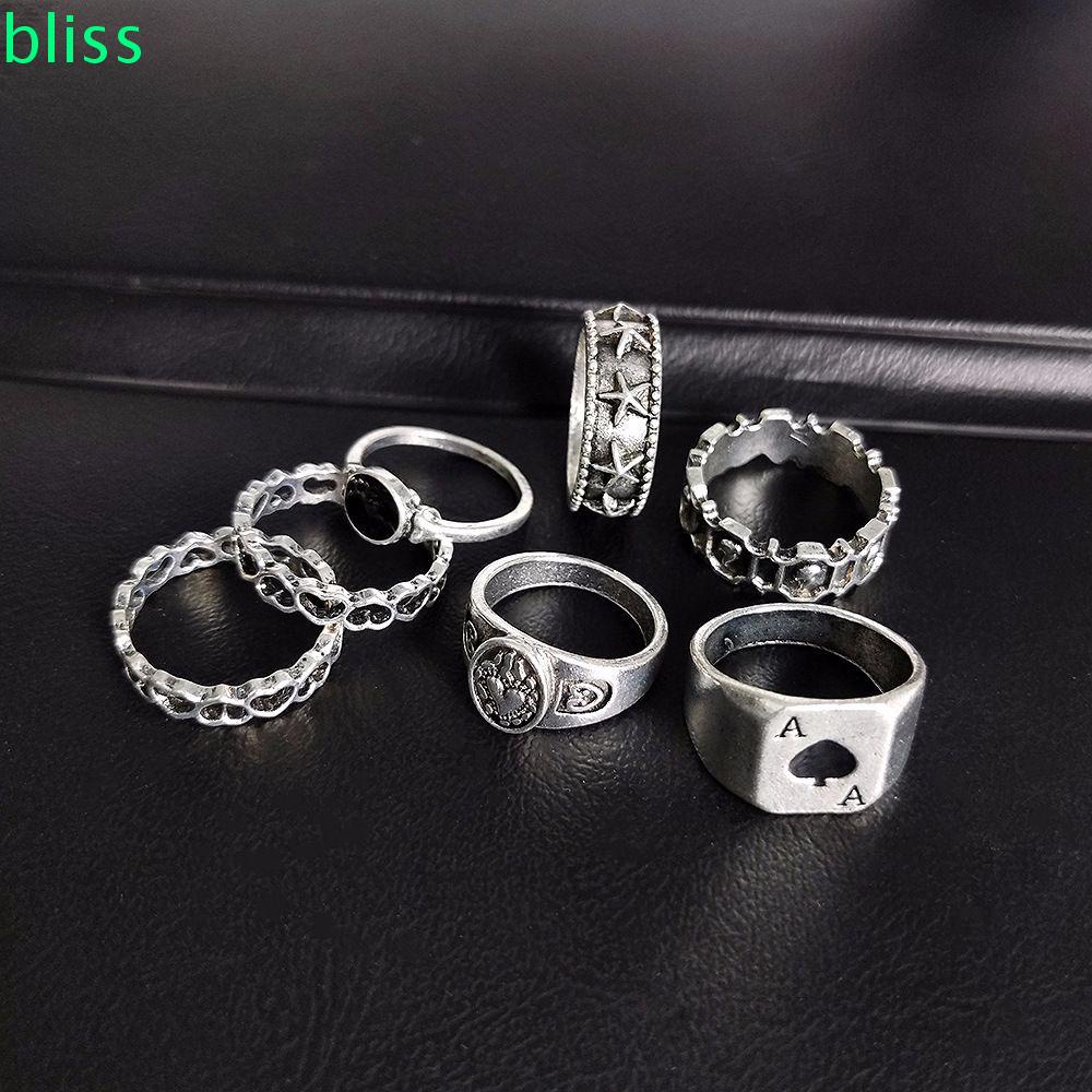 Set 7 nhẫn đeo tay phong cách Hàn Quốc cá tính cho nam